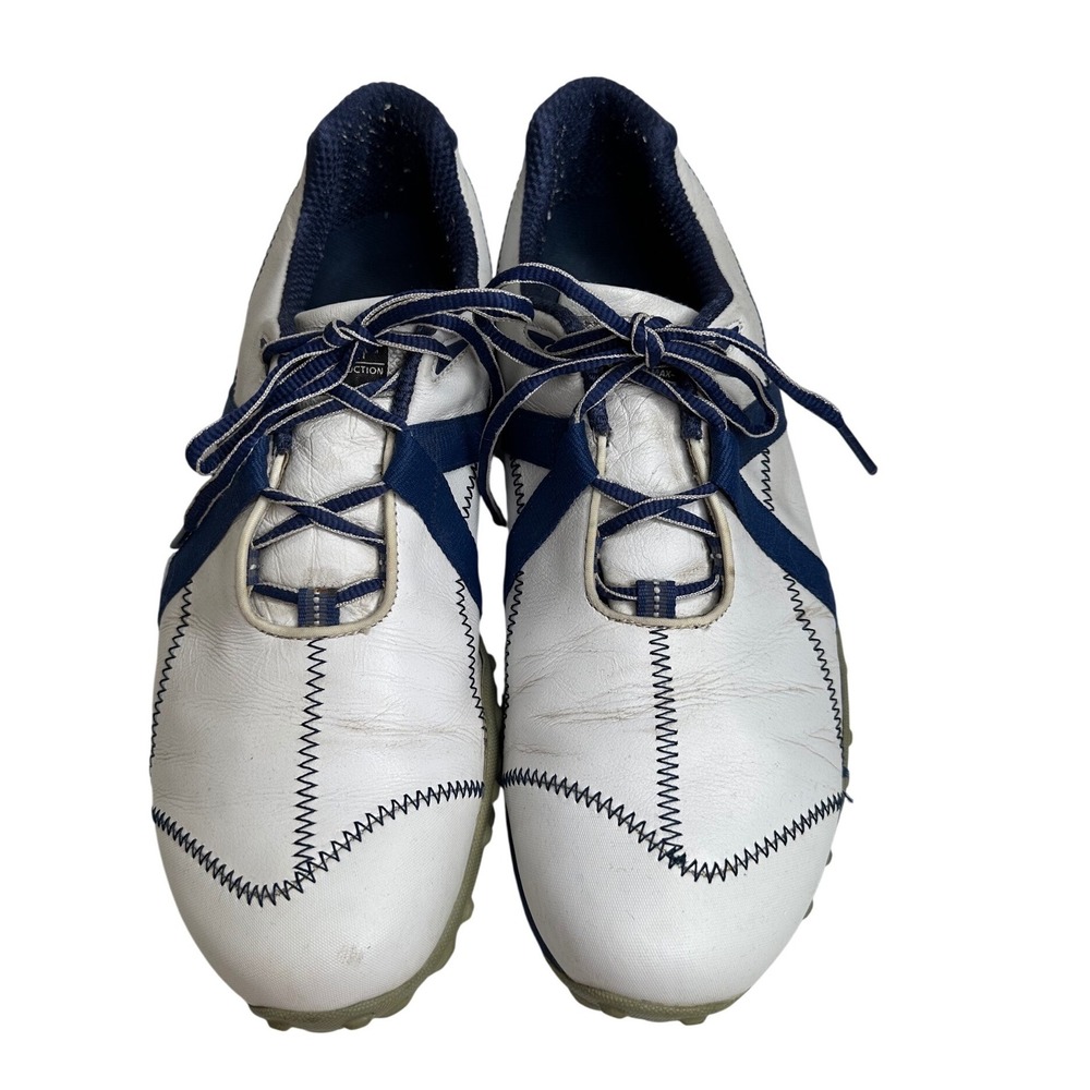 FootJoy M Project‎ Spikeless Golf Shoes Mens 10M White Blue Leather 55213 - Picture 2 of 8